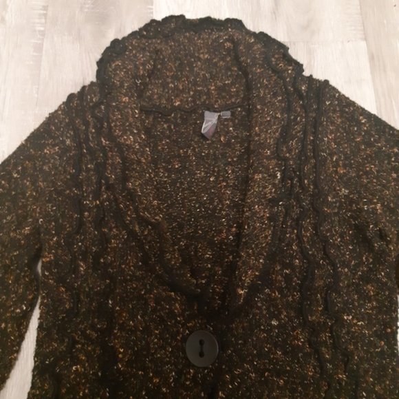 Jana womens art to wear big button flouncy fuzzy cardigan size small - Picture 4 of 9